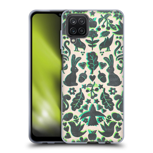 Micklyn Le Feuvre Animals Two Rabbits Folk Art Pattern Soft Gel Case for Samsung Galaxy A12 (2020)