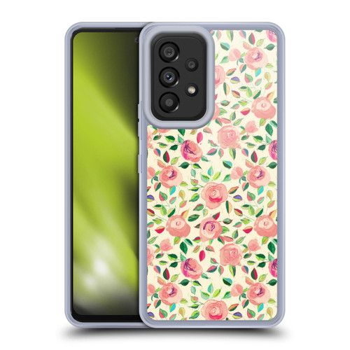 Micklyn Le Feuvre Florals 2 Pastel Roses In Blush Pink And Cream Soft Gel Case for Samsung Galaxy A53 5G (2022)