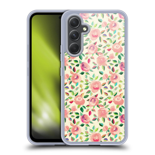 Micklyn Le Feuvre Florals 2 Pastel Roses In Blush Pink And Cream Soft Gel Case for Samsung Galaxy A54 5G