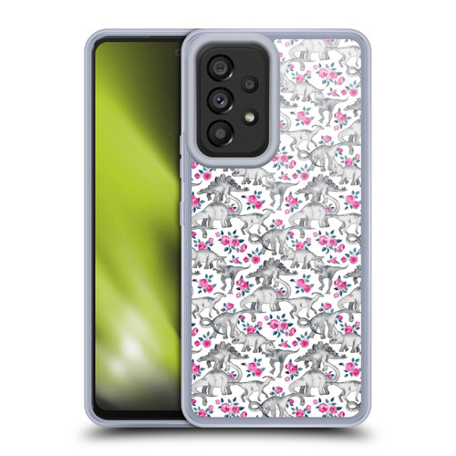 Micklyn Le Feuvre Animals Dinosaurs And Roses Soft Gel Case for Samsung Galaxy A53 5G (2022)