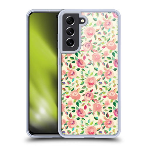 Micklyn Le Feuvre Florals 2 Pastel Roses In Blush Pink And Cream Soft Gel Case for Samsung Galaxy S21 FE 5G & MagSafe