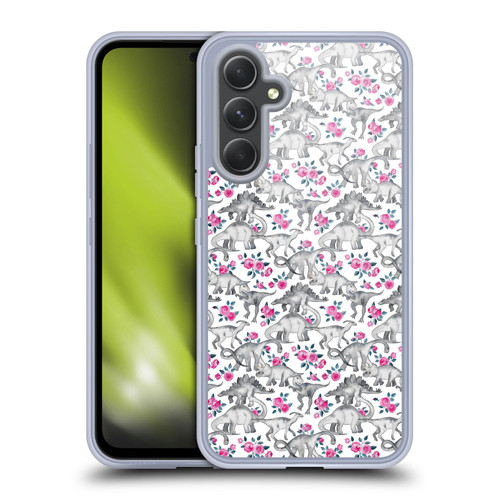 Micklyn Le Feuvre Animals Dinosaurs And Roses Soft Gel Case for Samsung Galaxy A54 5G