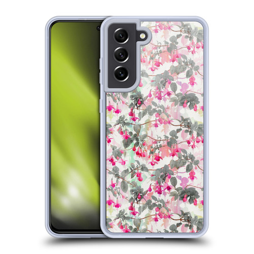 Micklyn Le Feuvre Florals 2 Rainbow Fuchsia Floral Pattern Soft Gel Case for Samsung Galaxy S21 FE 5G & MagSafe