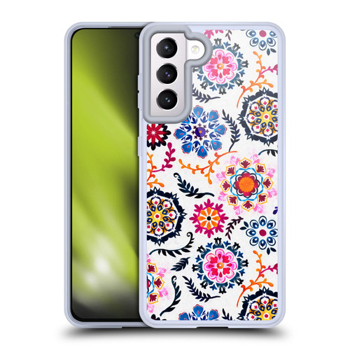 Micklyn Le Feuvre Florals 2 Happy Colour Suzani Inspired Pattern Soft Gel Case for Samsung Galaxy S21 5G & MagSafe