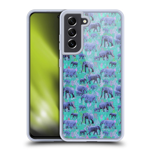 Micklyn Le Feuvre Animals Sweet Elephants Soft Gel Case for Samsung Galaxy S21 FE 5G & MagSafe