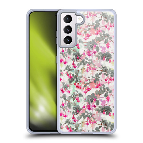 Micklyn Le Feuvre Florals 2 Rainbow Fuchsia Floral Pattern Soft Gel Case for Samsung Galaxy S21+ 5G & MagSafe
