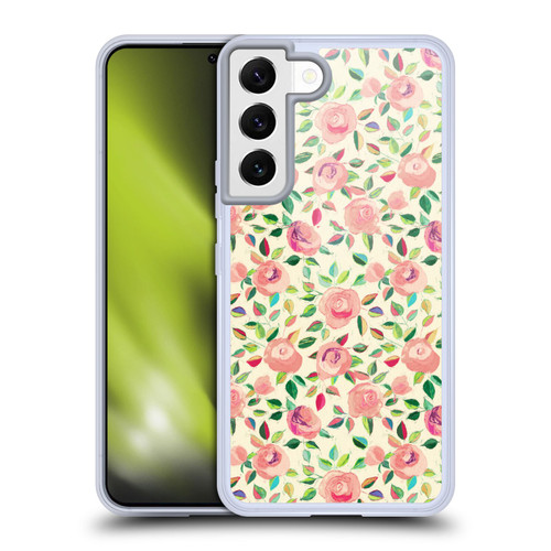 Micklyn Le Feuvre Florals 2 Pastel Roses In Blush Pink And Cream Soft Gel Case for Samsung Galaxy S22 5G & MagSafe