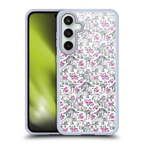 Micklyn Le Feuvre Animals Dinosaurs And Roses Soft Gel Case for Samsung Galaxy S23 FE 5G & MagSafe