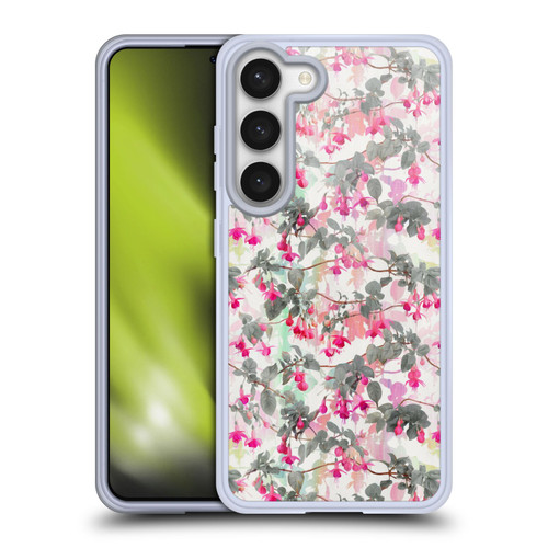 Micklyn Le Feuvre Florals 2 Rainbow Fuchsia Floral Pattern Soft Gel Case for Samsung Galaxy S23 5G & MagSafe