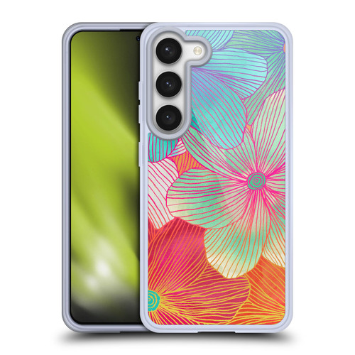 Micklyn Le Feuvre Florals 2 Tropical Flowers In Pink Orange Soft Gel Case for Samsung Galaxy S23 5G & MagSafe