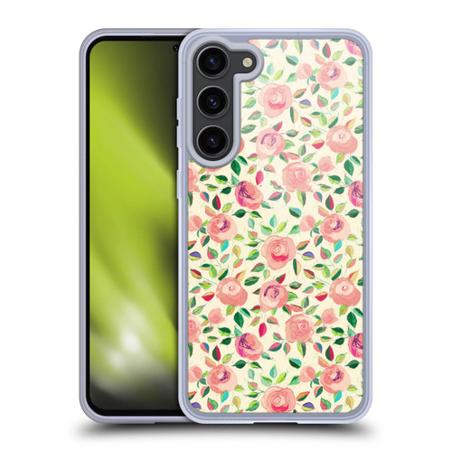 Micklyn Le Feuvre Florals 2 Pastel Roses In Blush Pink And Cream Soft Gel Case for Samsung Galaxy S23+ 5G & MagSafe
