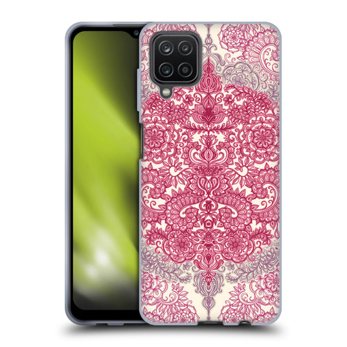 Micklyn Le Feuvre Floral Patterns Berry Pink Cream And Mauve Soft Gel Case for Samsung Galaxy A12 (2020)