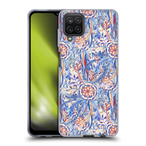 Micklyn Le Feuvre Florals Burst in Blue and Red Soft Gel Case for Samsung Galaxy A12 (2020)