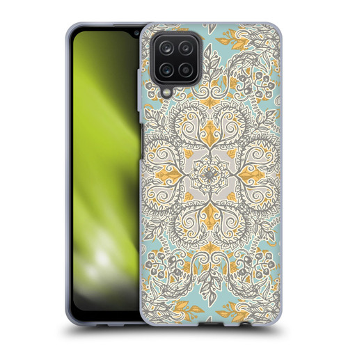 Micklyn Le Feuvre Floral Patterns Grey And Yellow Soft Gel Case for Samsung Galaxy A12 (2020)