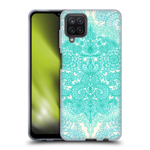 Micklyn Le Feuvre Floral Patterns Mint Green And Aqua Soft Gel Case for Samsung Galaxy A12 (2020)