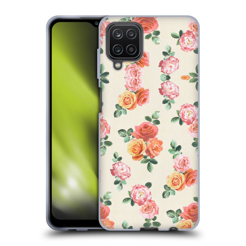 Micklyn Le Feuvre Florals Peach and Pink Roses Soft Gel Case for Samsung Galaxy A12 (2020)