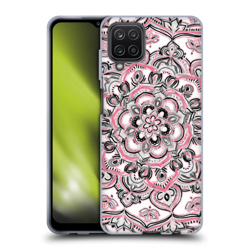 Micklyn Le Feuvre Floral Patterns Monochrome And Pink Soft Gel Case for Samsung Galaxy A12 (2020)