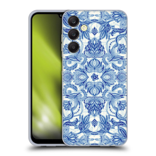 Micklyn Le Feuvre Floral Patterns Denim Blues Soft Gel Case for Samsung Galaxy A25 5G