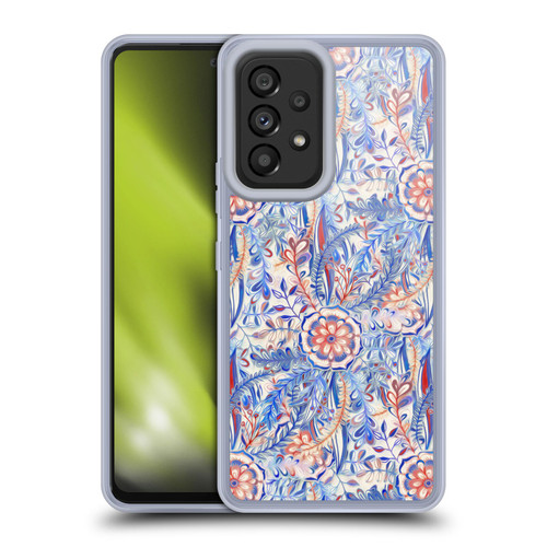 Micklyn Le Feuvre Florals Burst in Blue and Red Soft Gel Case for Samsung Galaxy A53 5G (2022)