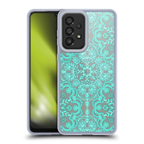 Micklyn Le Feuvre Floral Patterns Mint Green And Grey Soft Gel Case for Samsung Galaxy A33 5G (2022)