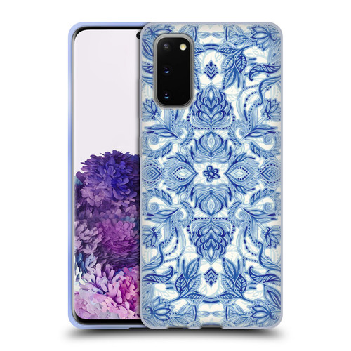 Micklyn Le Feuvre Floral Patterns Denim Blues Soft Gel Case for Samsung Galaxy S20 / S20 5G