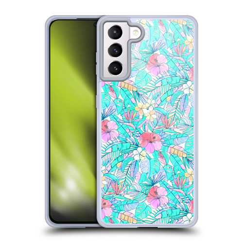 Micklyn Le Feuvre Florals Pretty Pastel Hawaiian Soft Gel Case for Samsung Galaxy S21+ 5G & MagSafe
