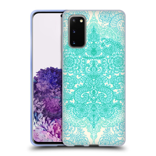 Micklyn Le Feuvre Floral Patterns Mint Green And Aqua Soft Gel Case for Samsung Galaxy S20 / S20 5G