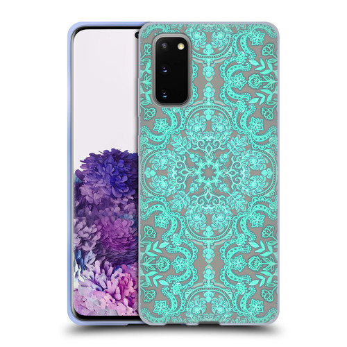 Micklyn Le Feuvre Floral Patterns Mint Green And Grey Soft Gel Case for Samsung Galaxy S20 / S20 5G