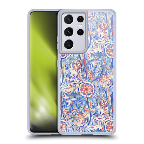Micklyn Le Feuvre Florals Burst in Blue and Red Soft Gel Case for Samsung Galaxy S21 Ultra 5G & MagSafe
