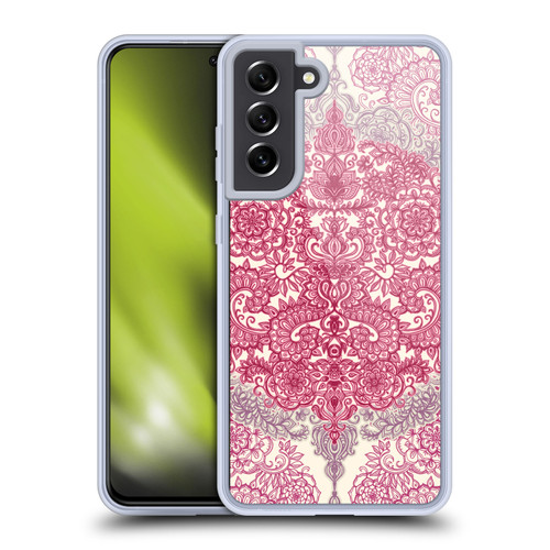 Micklyn Le Feuvre Floral Patterns Berry Pink Cream And Mauve Soft Gel Case for Samsung Galaxy S21 FE 5G & MagSafe