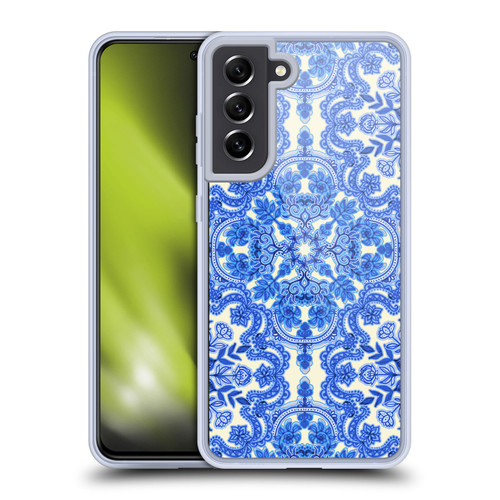 Micklyn Le Feuvre Floral Patterns Cobalt Blue And White Soft Gel Case for Samsung Galaxy S21 FE 5G & MagSafe