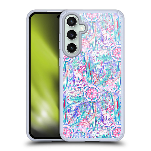 Micklyn Le Feuvre Florals Burst in Pink and Teal Soft Gel Case for Samsung Galaxy S23 FE 5G & MagSafe