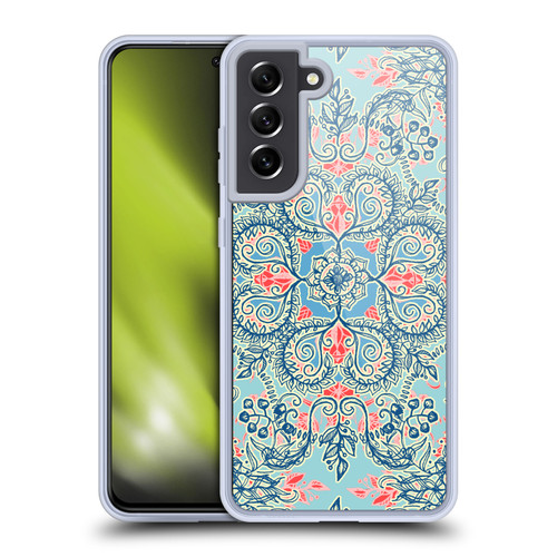 Micklyn Le Feuvre Floral Patterns Red And Blue Soft Gel Case for Samsung Galaxy S21 FE 5G & MagSafe