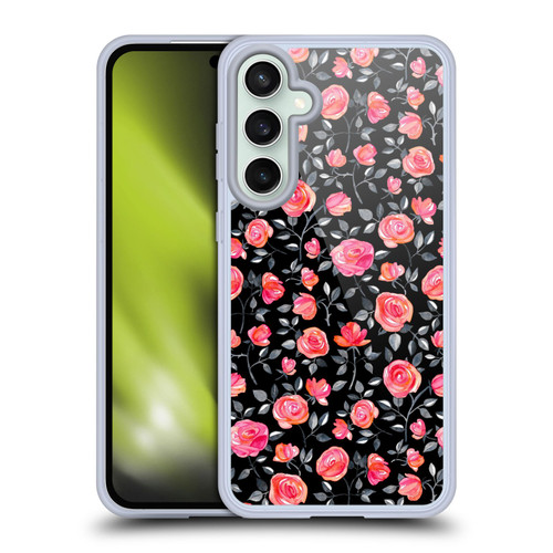 Micklyn Le Feuvre Florals Roses on Black Soft Gel Case for Samsung Galaxy S23 FE 5G & MagSafe