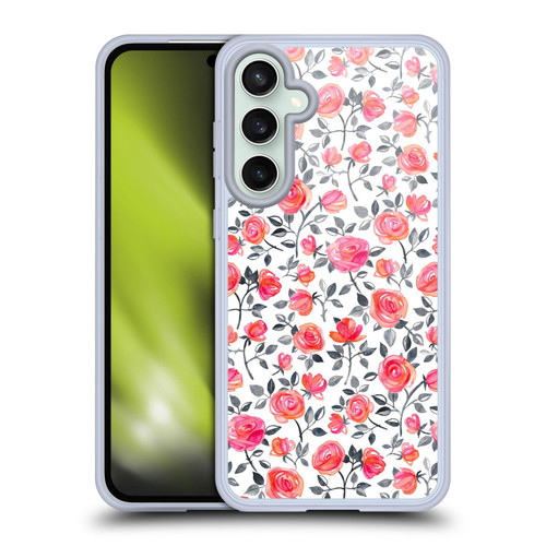 Micklyn Le Feuvre Florals Roses on White Soft Gel Case for Samsung Galaxy S23 FE 5G & MagSafe