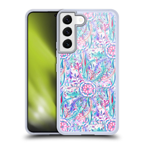 Micklyn Le Feuvre Florals Burst in Pink and Teal Soft Gel Case for Samsung Galaxy S22 5G & MagSafe
