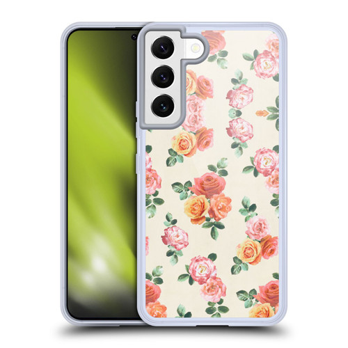 Micklyn Le Feuvre Florals Peach and Pink Roses Soft Gel Case for Samsung Galaxy S22 5G & MagSafe