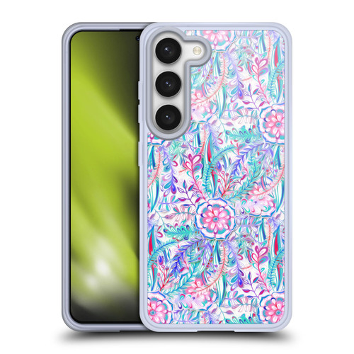 Micklyn Le Feuvre Florals Burst in Pink and Teal Soft Gel Case for Samsung Galaxy S23 5G & MagSafe