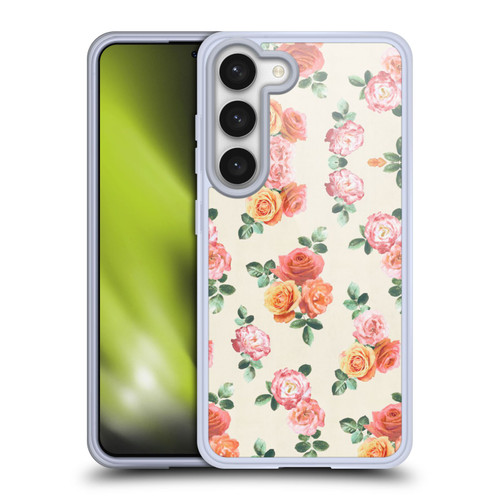 Micklyn Le Feuvre Florals Peach and Pink Roses Soft Gel Case for Samsung Galaxy S23 5G & MagSafe