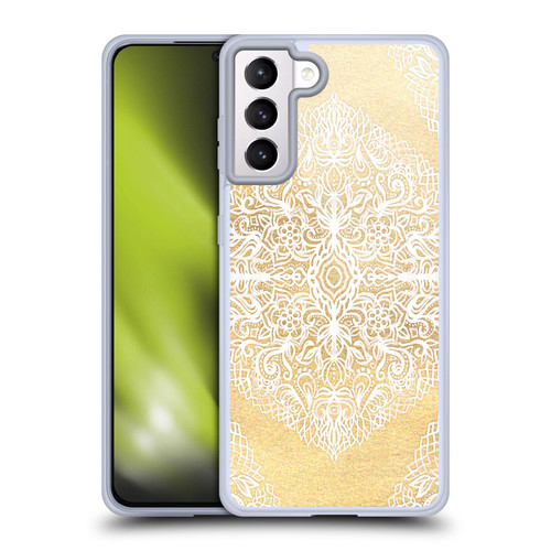 Micklyn Le Feuvre Floral Patterns White Gouache Soft Gel Case for Samsung Galaxy S21+ 5G & MagSafe