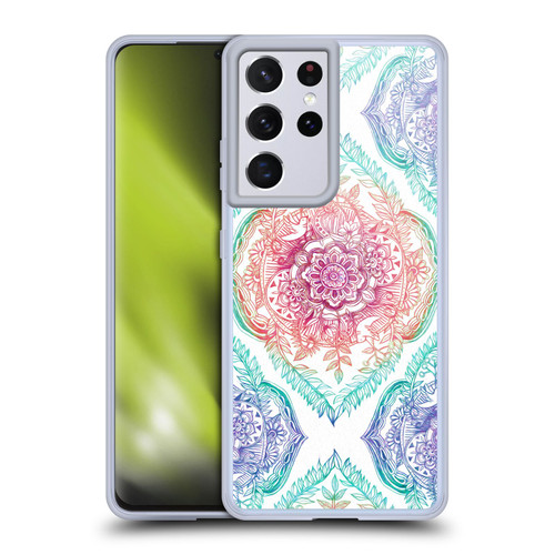 Micklyn Le Feuvre Floral Patterns Indian Ink Rainbow Version Soft Gel Case for Samsung Galaxy S21 Ultra 5G & MagSafe