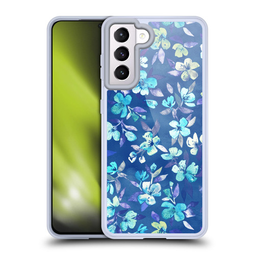 Micklyn Le Feuvre Florals 2 Grown Up Betty Blue Watercolour Floral Soft Gel Case for Samsung Galaxy S21 5G & MagSafe