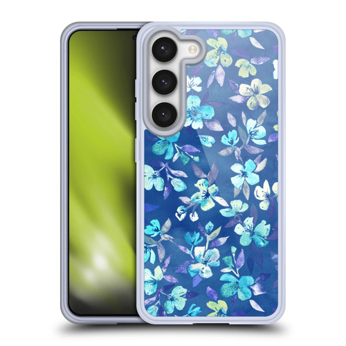 Micklyn Le Feuvre Florals 2 Grown Up Betty Blue Watercolour Floral Soft Gel Case for Samsung Galaxy S23 5G & MagSafe