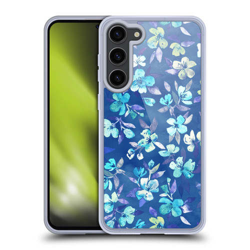 Micklyn Le Feuvre Florals 2 Grown Up Betty Blue Watercolour Floral Soft Gel Case for Samsung Galaxy S23+ 5G & MagSafe
