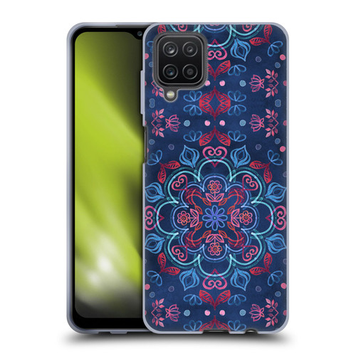 Micklyn Le Feuvre Mandala Cherry Red and Navy Blue Soft Gel Case for Samsung Galaxy A12 (2020)