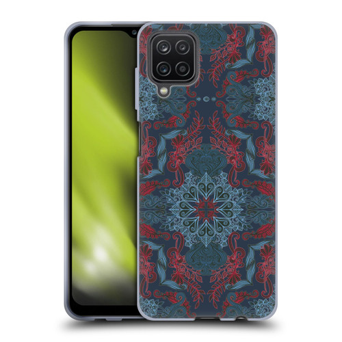 Micklyn Le Feuvre Mandala Fancy Navy Blue and Red Soft Gel Case for Samsung Galaxy A12 (2020)
