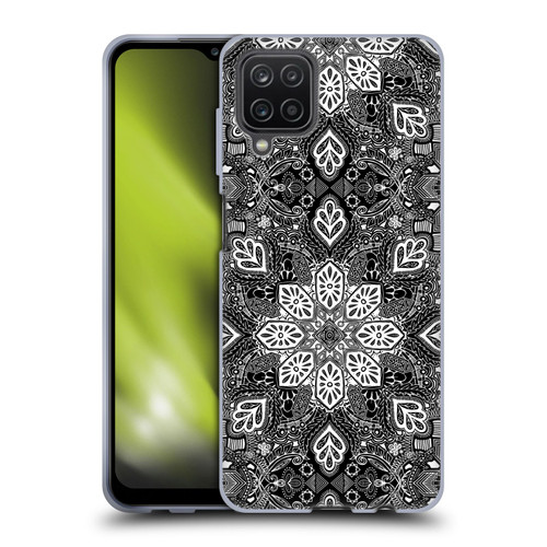 Micklyn Le Feuvre Mandala Lace in White on Black Soft Gel Case for Samsung Galaxy A12 (2020)