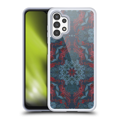 Micklyn Le Feuvre Mandala Fancy Navy Blue and Red Soft Gel Case for Samsung Galaxy A13 (2022)