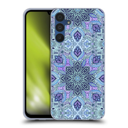 Micklyn Le Feuvre Mandala Navy Blue Mint and Purple Soft Gel Case for Samsung Galaxy A15 & MagSafe