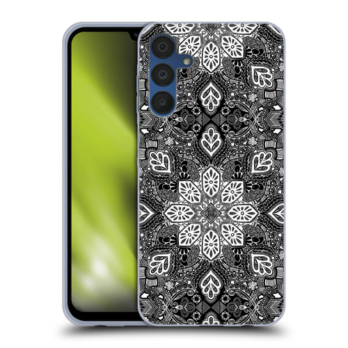 Micklyn Le Feuvre Mandala Lace in White on Black Soft Gel Case for Samsung Galaxy A15 & MagSafe